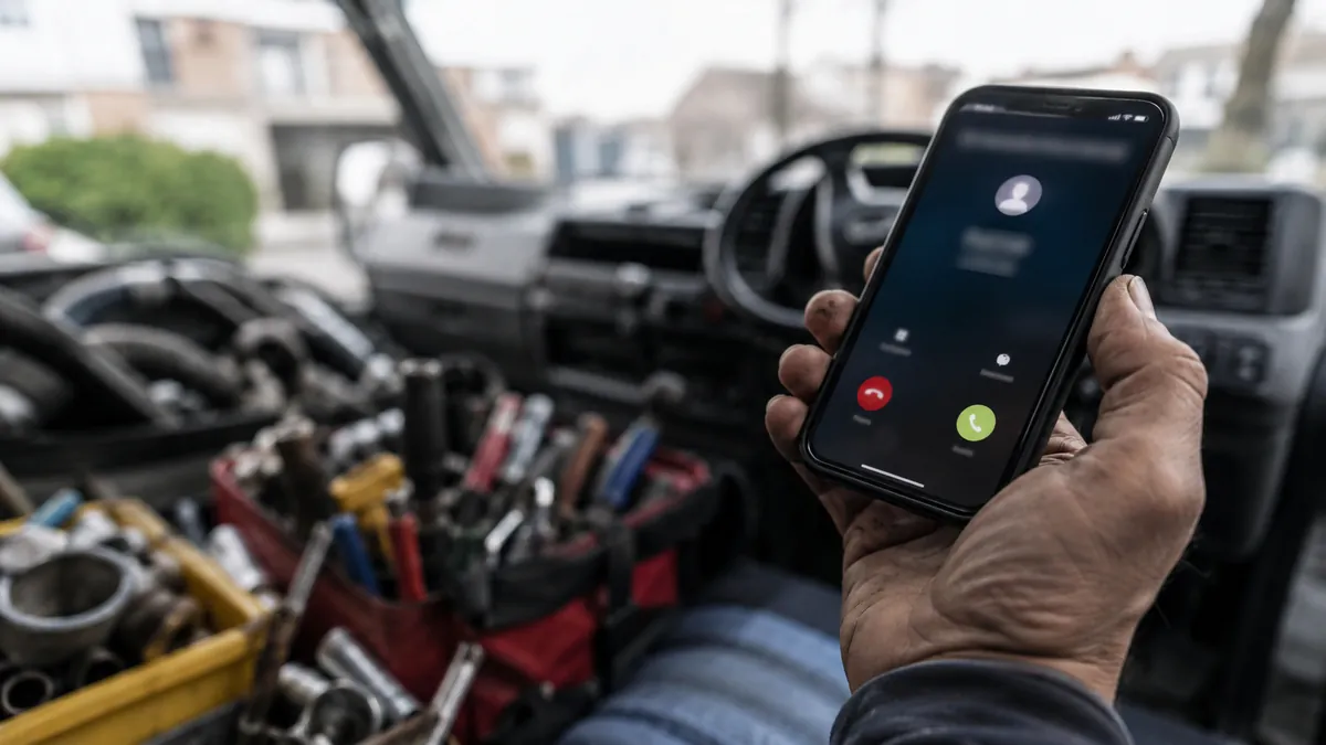 A phone screen showing an incoming call from an unknown number flagged as suspected spam